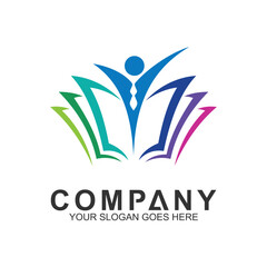 education logo template, success and happy student vector icon