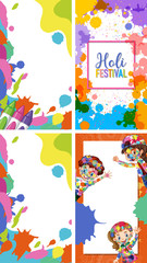 Four background design with happy holi festival theme