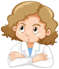 Girl in science gown on white background