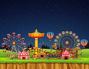Fototapeta na wymiar Circus scene with no people at night time
