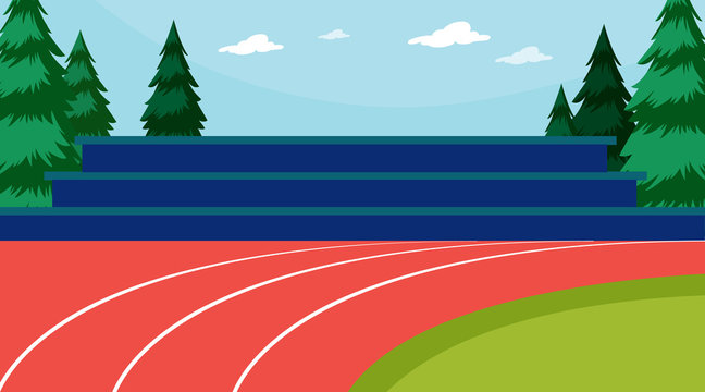 Background scene of running track and field