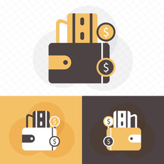 Wallet with money icon flat design
