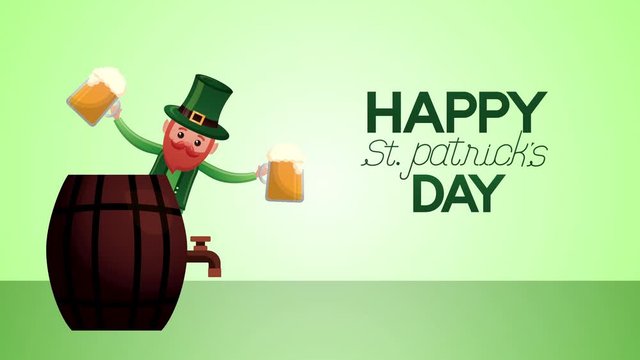 st patricks day animated card with elf and beers