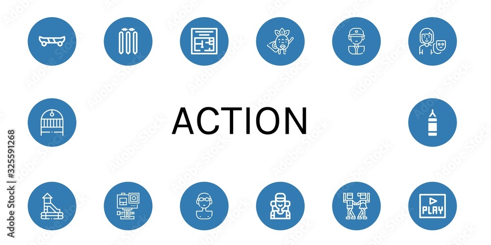 Poster action simple icons set