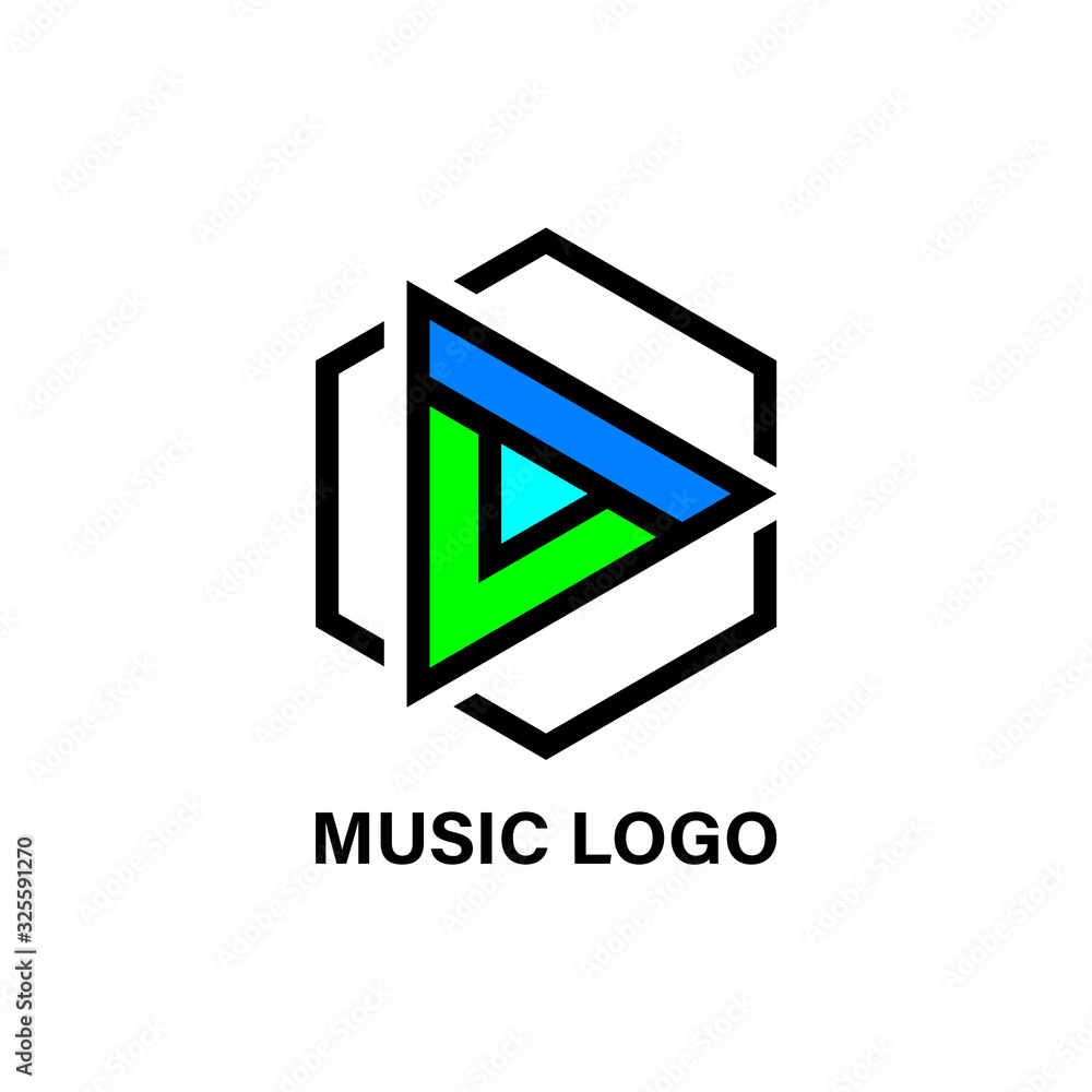 Sticker music play logo on a white background.