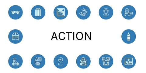 action simple icons set