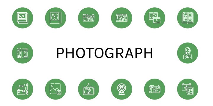 photograph simple icons set