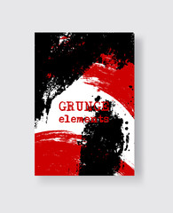 Red and black ink brush stroke on white background. Vector illustration of grunge stains element.