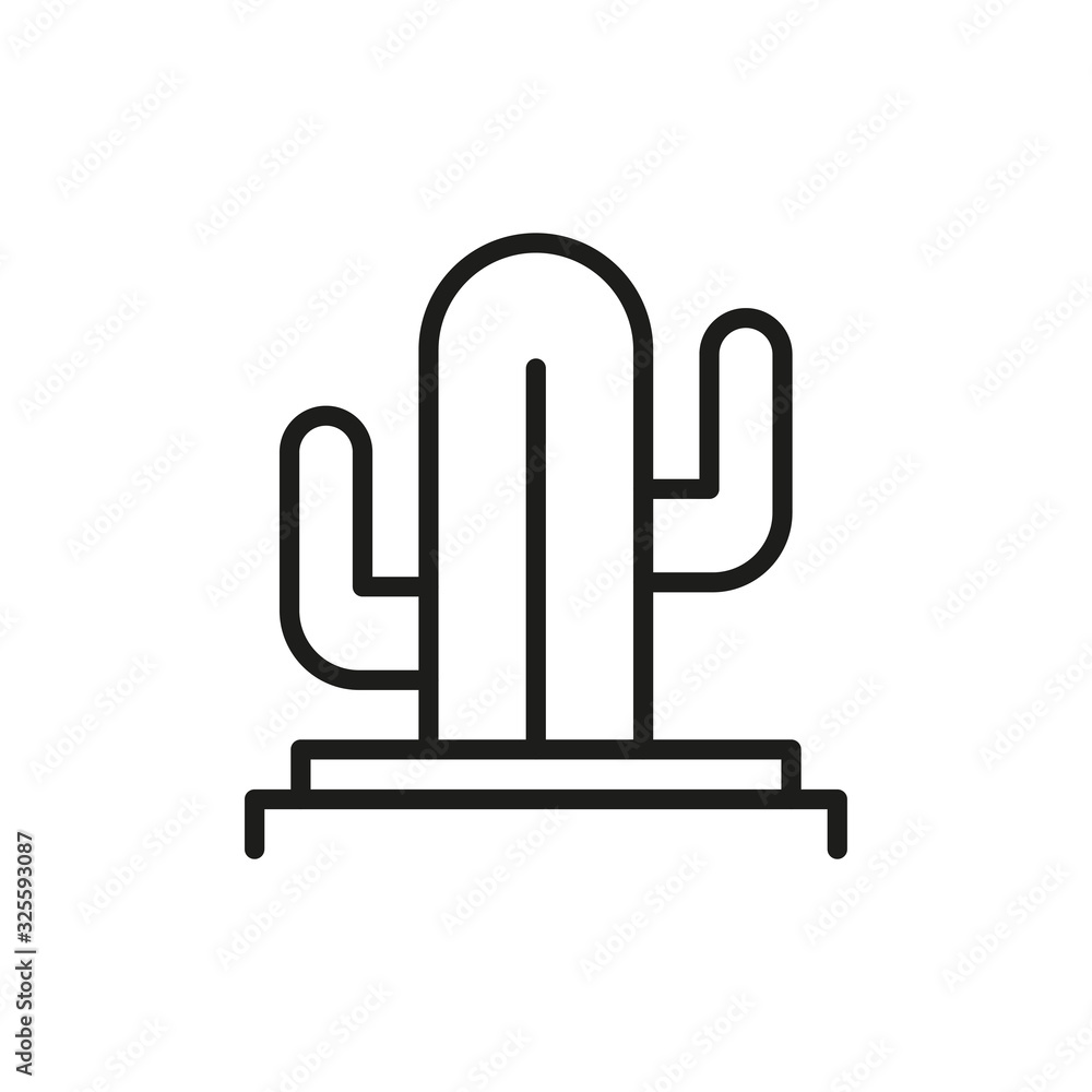 Wall mural simple cactus line icon.