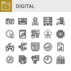 digital simple icons set