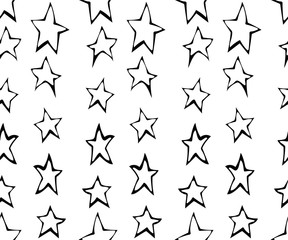 Seamless pattern with hand drawn stars. Doodle. Vector illustration. EPS 10