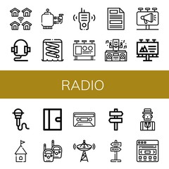 radio simple icons set