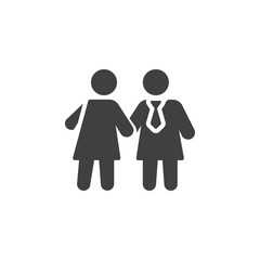 Business woman handshake vector icon. filled flat sign for mobile concept and web design. Women partnership, deal glyph icon. Symbol, logo illustration. Vector graphics