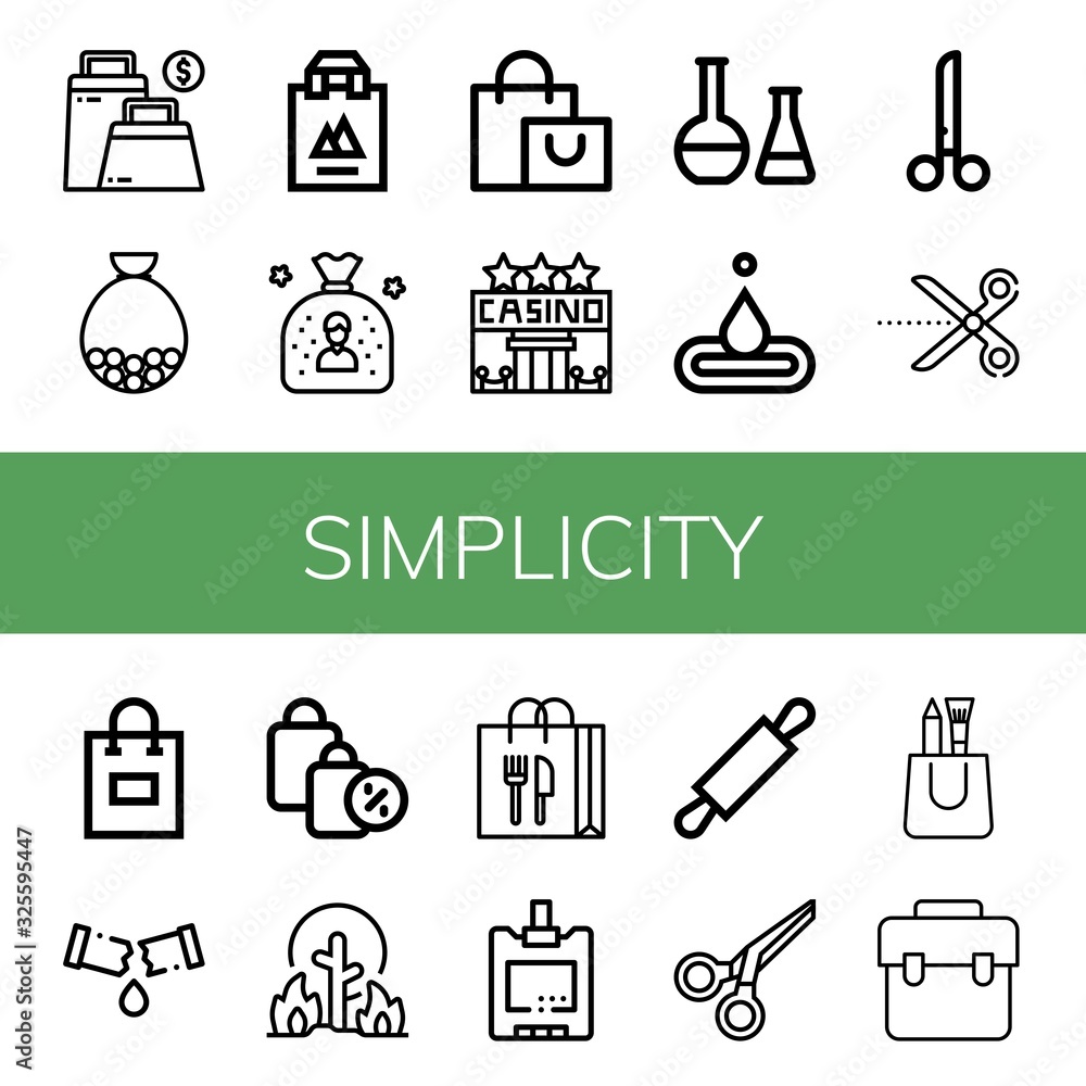 Poster simplicity simple icons set