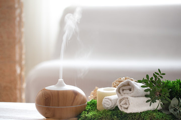 Spa composition with Aromatherapy and body care items.