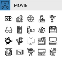 movie simple icons set