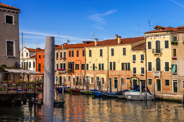 Fototapeta na wymiar Residential scene along a canal in Venice