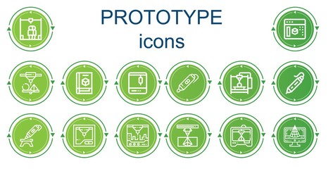 Editable 14 prototype icons for web and mobile