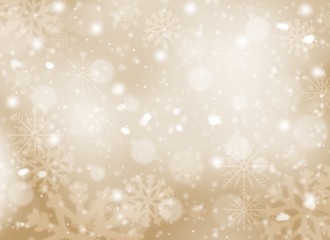 Brown abstract background. white bokeh stars blurred beautiful shiny lights and snowflake, use wallpaper backdrop Christmas wedding card and texture your product.