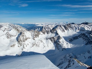 Fototapeta na wymiar ubeautifzl winter landscape for skitouring in kuhtai austria otztal alps