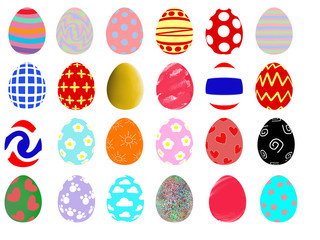 collection of easter eggs isolated on white background