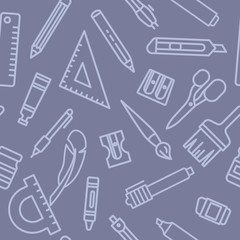 Painting art tools icons pattern. Artistic tools seamless background. Seamless pattern vector illustration