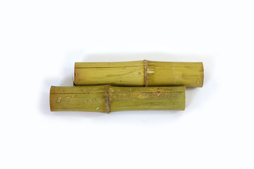 Khao lam Rice Wood Stick Isolated on White Background.