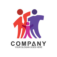 family play logo, adoption and care icon, abstract people connected vector icon