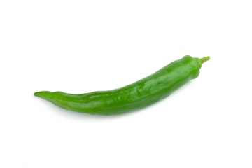 A green chili in white background