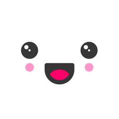 Laughing kawaii cute emotion face, emoticon vector icon. Characters and emoji cartoon design