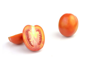 Red tomato in white background