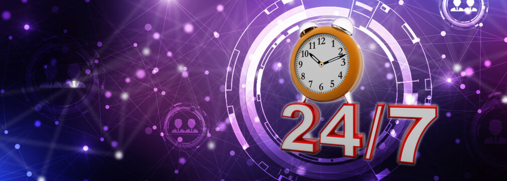 Concept: Opening hours sign. 3D rendering