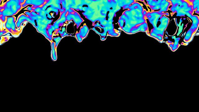 A stream of holographic foil slowly spills over a dark background.