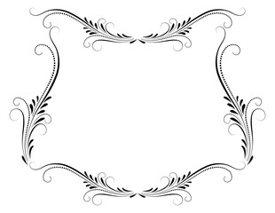 Decorative vintage frame with floral ornament and border in retro style isolated on white