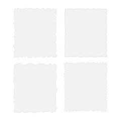 Fototapeta premium Pieces of torn white blank, note, copybook sheets. Vector.