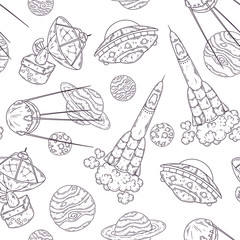 Hand drawn pattern of space elements collection Vector.