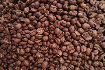  Close up of coffee beans for background                                  