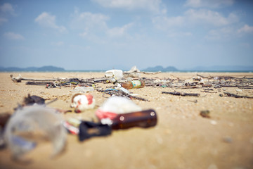 Ocean Dumping - Total pollution on a Tropical beach
