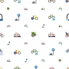 cycle icons pattern seamless. Included editable flat bike sharing, pet trailer, Bike, bicycle lane, bicycle parking, Bike rental map, Child seat icons. cycle icons for web and mobile.