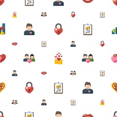 love icons pattern seamless. Included editable flat heart lock, love message, kiss, girlfriend, couple, social media strategy, Quilling, social media trends icons. love icons for web and mobile.