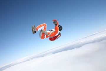Vertical. Man controls the body in the air. Skydiving for active people.