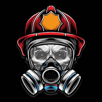 skull fire fighter vector logo