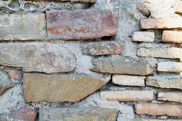 Wall with uneven brick or stone wall for texture or background
