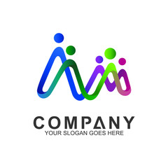 family logo in line art style, adoption icon, community care symbol