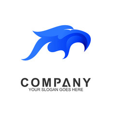 blue eagle head logo design template