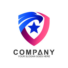 shield with eagle head and star business logo concept
