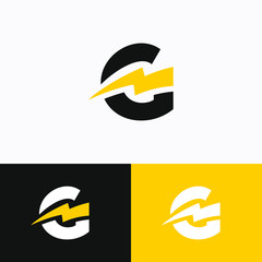 Initial Letter G with Thunder Logo Design