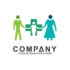 parents with kid for healthy family logo, family care, health and caring, clinic and pharmacy icon, family nutrition, hospital and wellness symbol