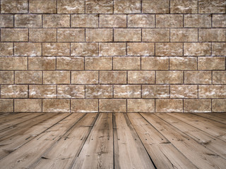 room with brick wall