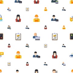 user icons pattern seamless. Included editable flat builder, Developer, Accountant, businesswoman, social media strategy, professional, AI Decision icons. user icons for web and mobile.